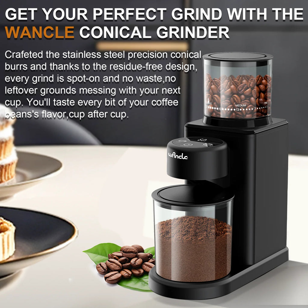 Electric Conical Burr Grinder Coffee Bean Grinder with 25 Grind Setting for French Espresso Touchscreen Dual Modes Grinding