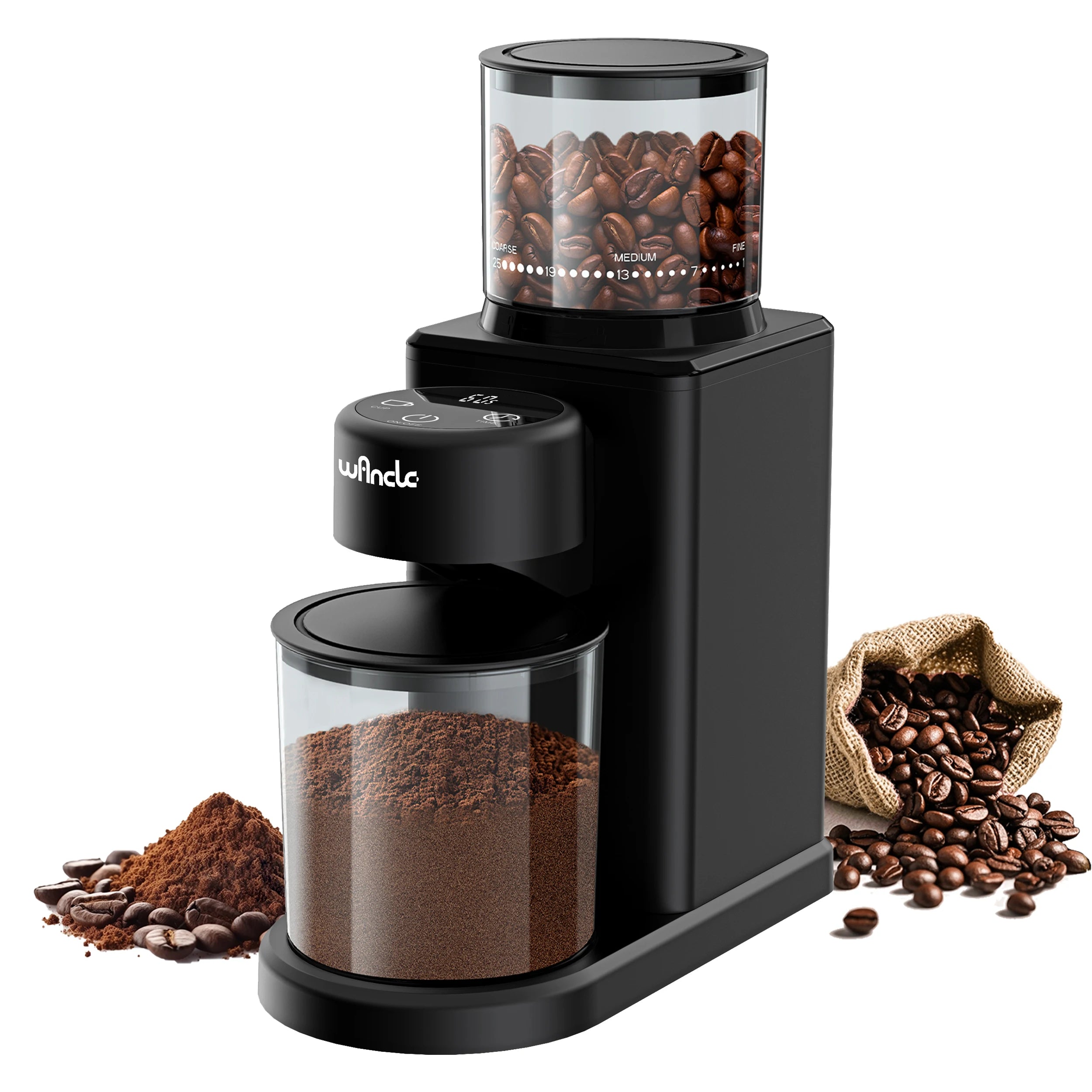 Electric Conical Burr Grinder Coffee Bean Grinder with 25 Grind Setting for French Espresso Touchscreen Dual Modes Grinding