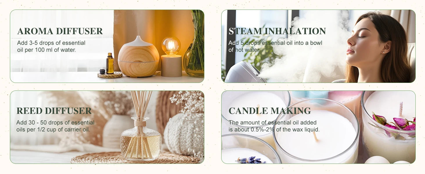 PHATOIL 1PCS Aromatherapy Essential Oil 30ml Lemon Eucalyptus Lavender Bergamot Jasmine Juniper Rose Vanilla Aroma Essential Oil